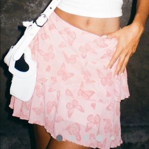 NWT Motel Rocks “CAMILA MINI SKIRT IN BUTTERFLY PINK FLOCK” y2k